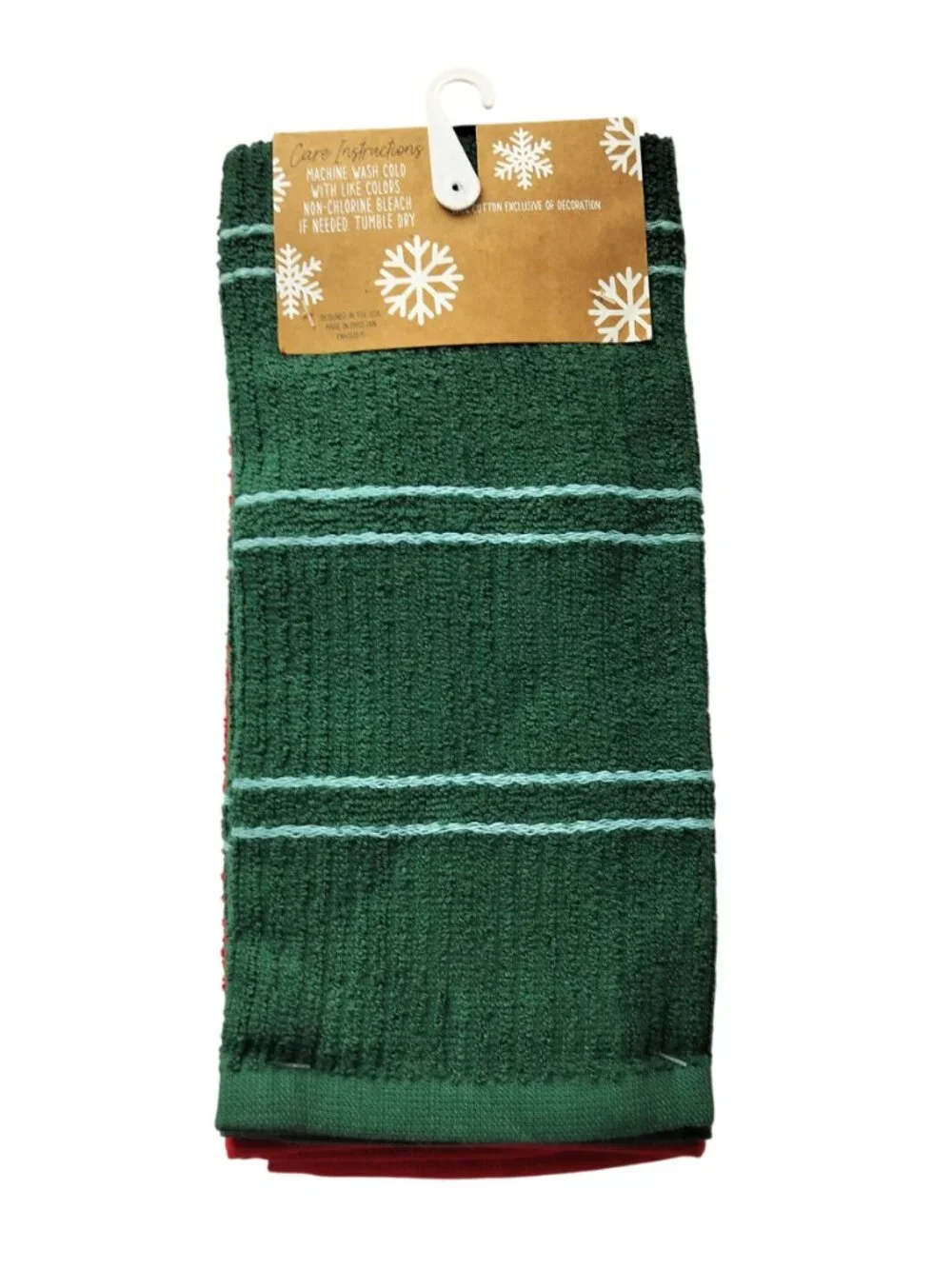 Kitchen Towels Holiday Set of 2 One Red and One Green Size 16